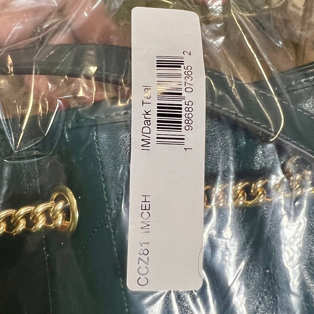 Stunning!!  NEW!!! Coach Evelyn Large Quilted Leather Shoulder Bag in Deep Teal! - Picture 13 of 16